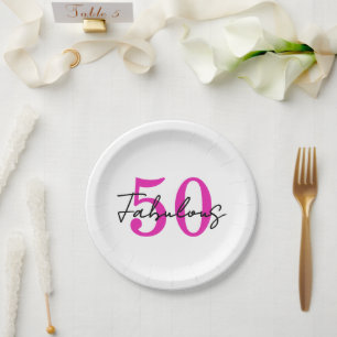 Prato De Papel Festa de Aniversário de 50 anos Moderna e Fabulosa