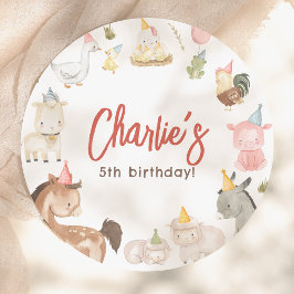 Prato De Papel Festa de aniversário de animais de exploração