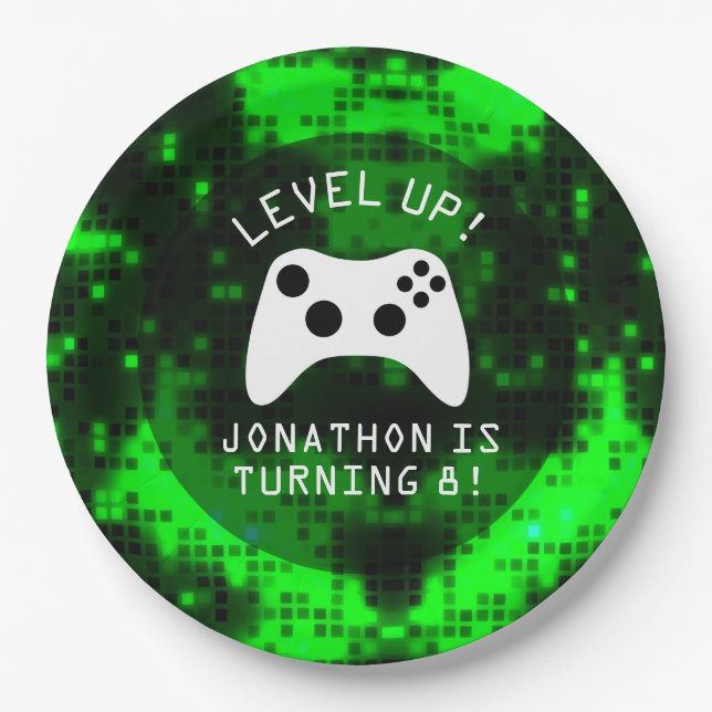 Prato De Papel Festa de aniversário de Caminhão do Jogo de Vídeo  (Frente)