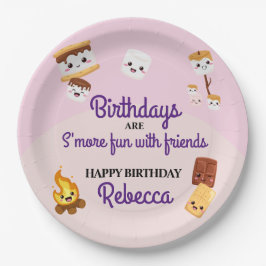 Prato De Papel Festa de aniversário de Campout de S'mores Cute