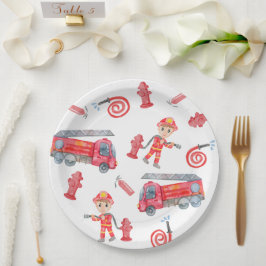 Prato De Papel Festa de aniversário de combate a incêndios