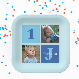 Prato De Papel Festa de Aniversário de criança Azul Personalizada