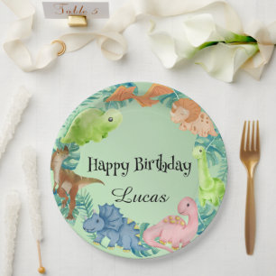 Prato De Papel Festa de aniversário de criança da selva de dinoss