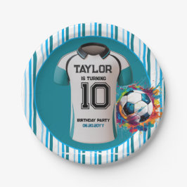 Prato De Papel Festa de Aniversário de criança de Futebol Azul Sp