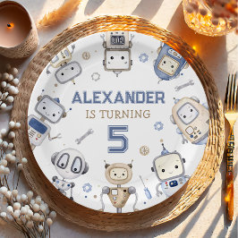 Prato De Papel Festa de Aniversário de criança Robô de Cuta de Aq