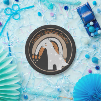 Prato De Papel Festa de aniversário de dinossauros de cinzas boni