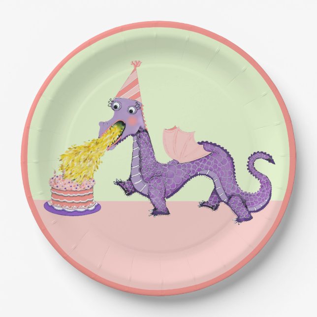 Prato De Papel Festa de aniversário de Dragão (Frente)