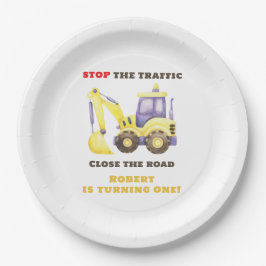 Prato De Papel Festa de aniversário de Escavador de Caminhão de C