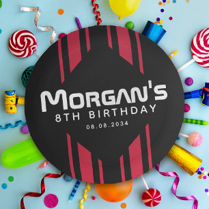 Prato De Papel Festa de aniversário de faixa do carro preto verme