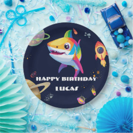 Prato De Papel Festa de aniversário de foguetes Galáxia de Tubarã