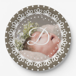 Prato De Papel Festa de aniversário de fotografia do monograma c