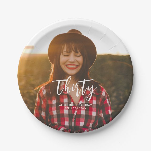 Prato De Papel Festa de aniversário de Fotografias Personalizadas (Frente)