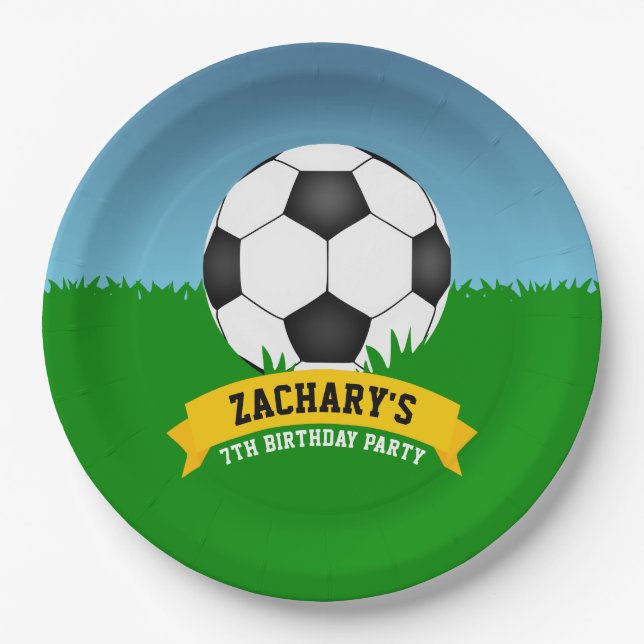Prato De Papel Festa de aniversário de futebol (Frente)