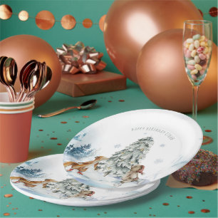 Prato De Papel Festa de aniversário de inverno da Floresta de Mad