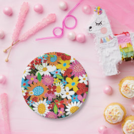 Prato De Papel Festa de aniversário de Jardim das Flores de prima