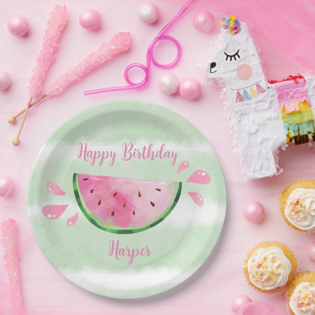 Prato De Papel Festa de Aniversário de Melancia Fofa (Festa)