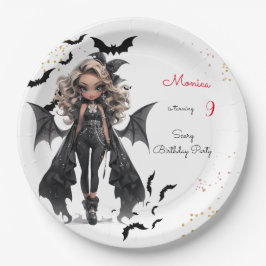 Prato De Papel Festa de aniversário de menina assustadora gótica 