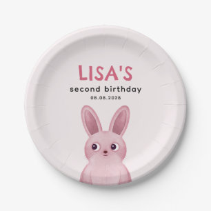 Prato De Papel Festa de aniversário de menina com um bebê rosado