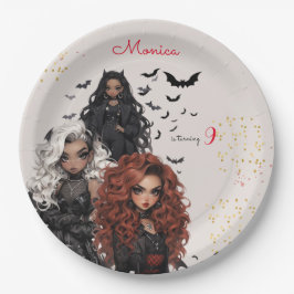 Prato De Papel Festa de aniversario de meninas gótica e assustado