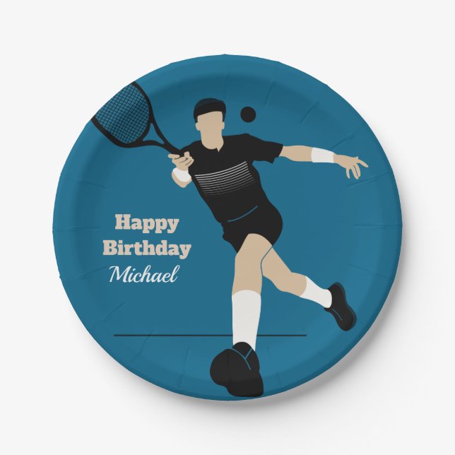 Prato De Papel Festa de aniversário de Menino Jogador e Crianças  (Frente)