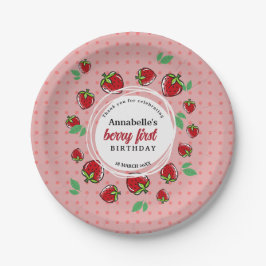 Prato De Papel Festa de aniversário de morango Berry Primeiro Ani
