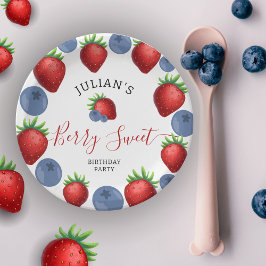 Prato De Papel Festa de aniversário de morango e amoreira