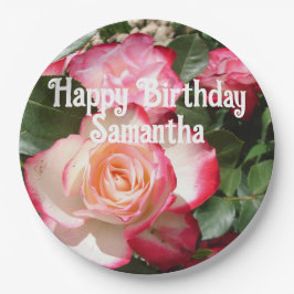 Prato De Papel Festa de aniversario de mulheres de fotos florais 