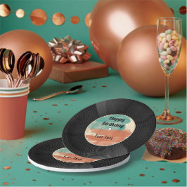 Prato De Papel Festa de aniversário de Música Retro Vinil Record