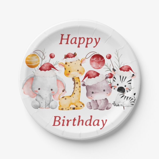 Prato De Papel Festa de aniversário de Natal da criança (Frente)