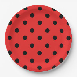 Prato De Papel Festa de aniversário de padrão Ladybug vermelho e 