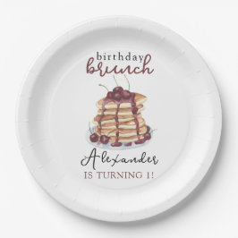 Prato De Papel Festa de aniversário de Panquecas de Aquarela
