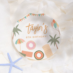 Prato De Papel Festa de aniversário de Piscina da Summer Fun Girl