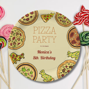 Prato De Papel Festa de aniversário de pizza de desenho animado