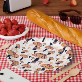 Prato De Papel Festa de aniversário de queda de cogumelo laranja