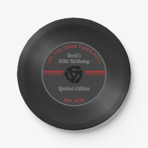 Prato De Papel Festa de aniversário De Registro De Vinilo Retro V