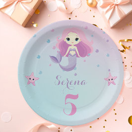 Prato De Papel Festa de aniversário de Sereia Bonita