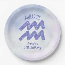 Prato De Papel Festa de aniversário de Sinal de Astrologia Roxo d