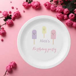 Prato De Papel Festa de aniversário de Sorvete Violeta Cor-de-Águ