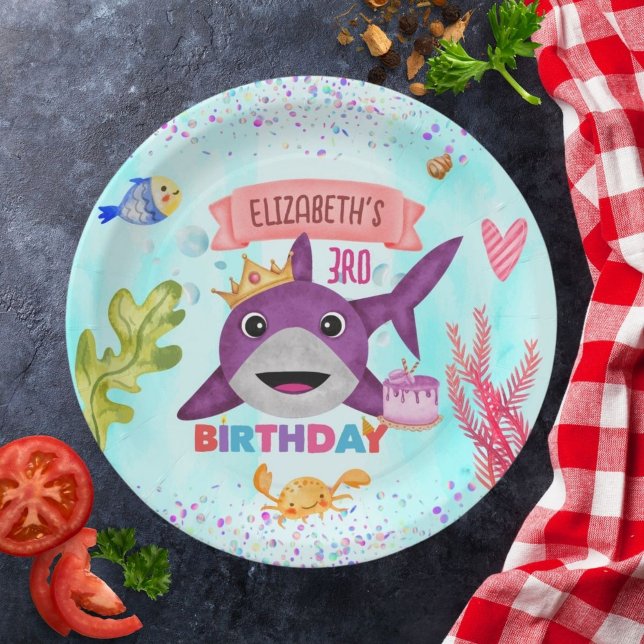 Prato De Papel Festa de aniversário de Tubarão de Aniversário mai (Criador carregado)
