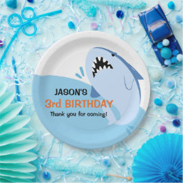 Prato De Papel Festa de aniversário de Tubarão Personalizado
