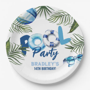 Prato De Papel Festa de Aniversário de Verão dos Meninos no Pool