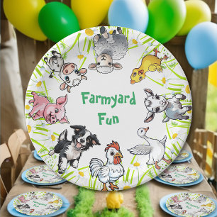 Prato De Papel Festa de Aniversário Divertida com Animais da Faze