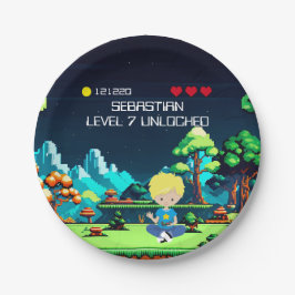 Prato De Papel Festa de aniversário divertida do jogo de computad