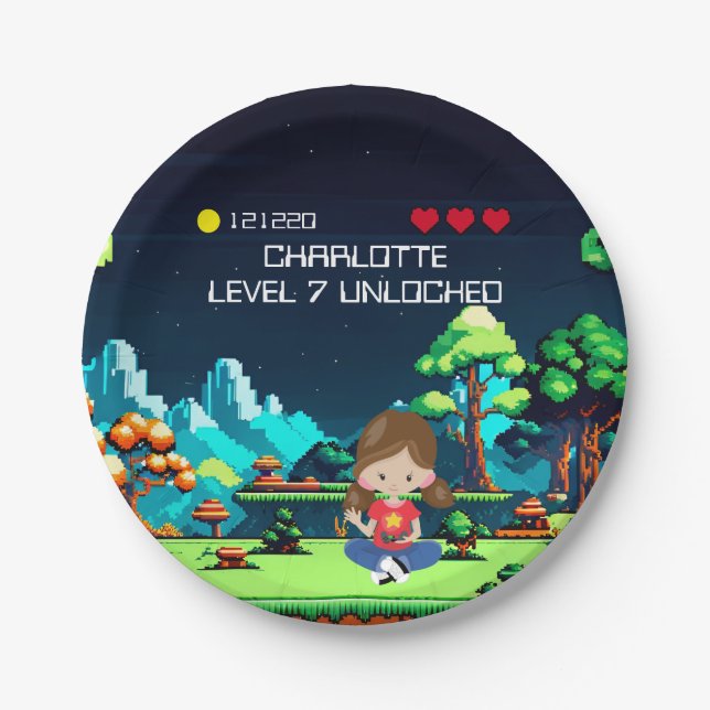 Prato De Papel Festa de aniversário divertida do jogo de computad (Frente)