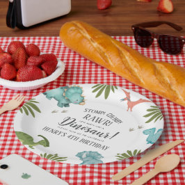 Prato De Papel Festa de aniversário do dinossauro