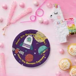 Prato De Papel Festa de aniversário do Espaço Exterior