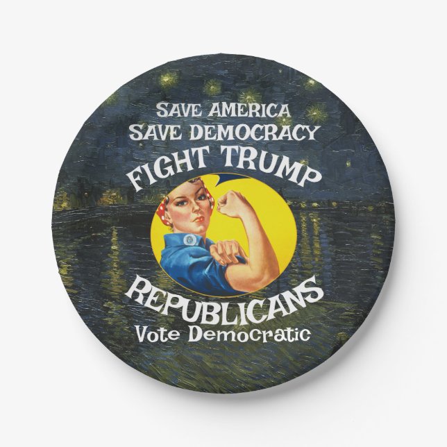 Prato De Papel Festa de Aniversário do Partido Trump Republicano  (Frente)