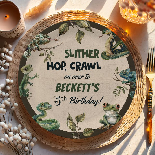 Prato De Papel Festa de aniversário do Reptile Themed Kid (Criador carregado)