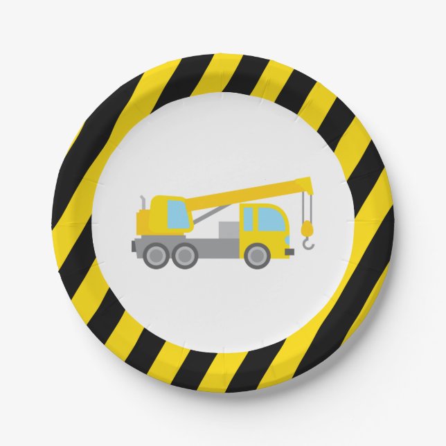 Prato De Papel Festa de aniversário do Tema de Construção (Frente)