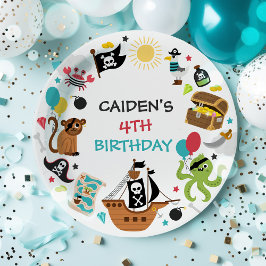Prato De Papel Festa de aniversário do tesouro de navio pirata